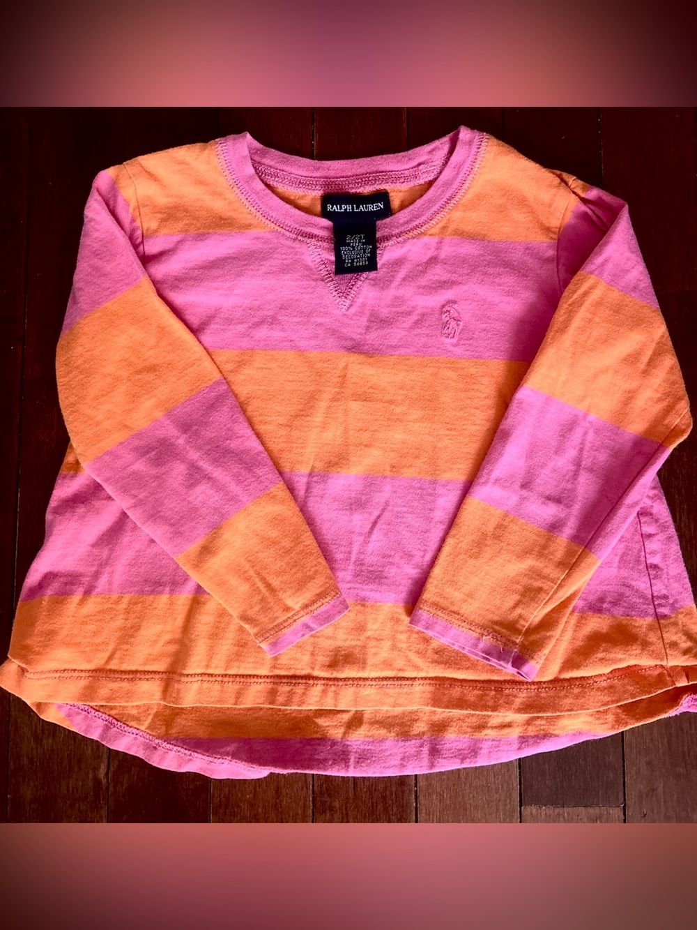 Ralph Lauren Orange and Pink Striped Shirt 2T
